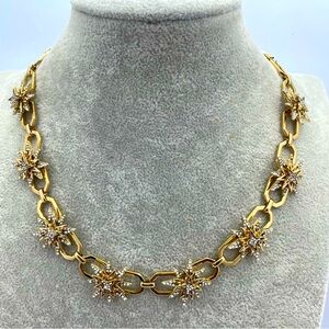 Stunning Gold Starburst Statement Necklace with Crystal Accents